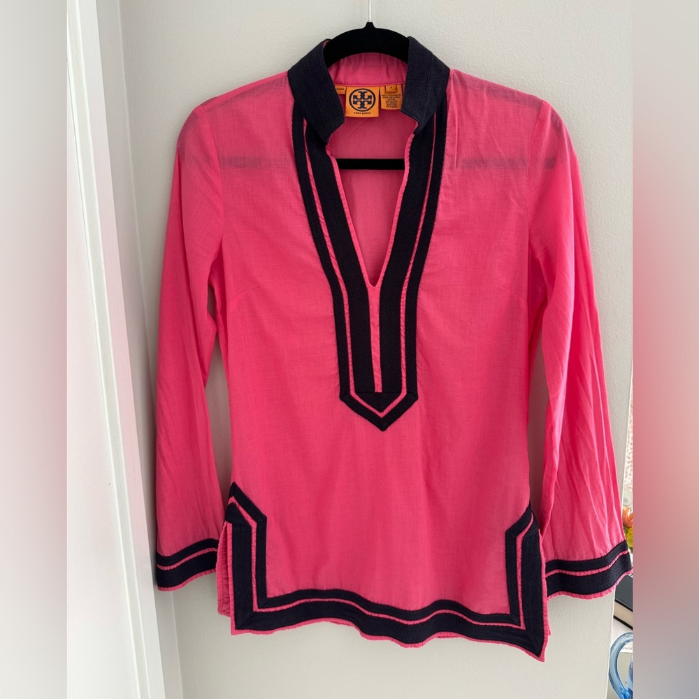 Tory Burch Vibrant Pink and Black Tunic